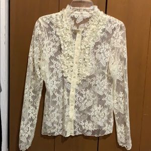 Lace blouse button down